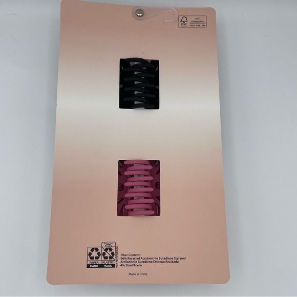 2 Pack Hair Claws Unique Pink & Black Butterfly Designs - Picture 2 of 4